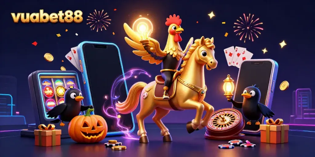 Experience thrilling gaming excitement with vuabet88: a vibrant midnight casino scene.