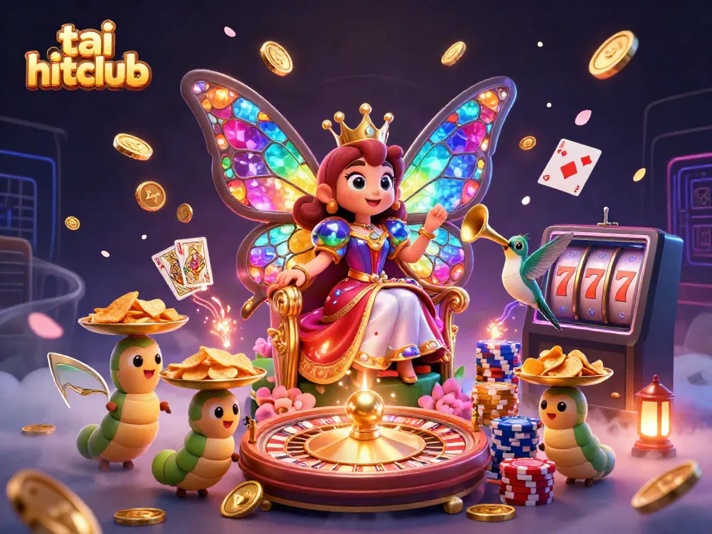 Win big at tai hitclub with vibrant casino elements like slots and roulette in a fun 3D scene.