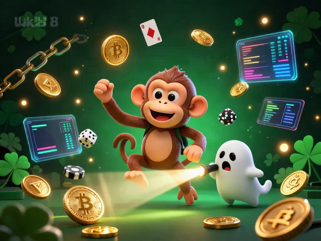 Experience thrilling gameplay with uk88, featuring a playful ghost and golden treasures in a vibrant casino.
