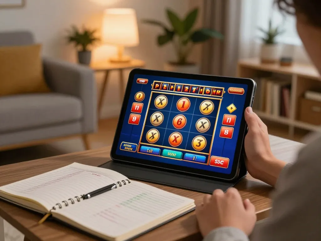 Experience thrilling gameplay with jus77's online slots in a cozy home setting.