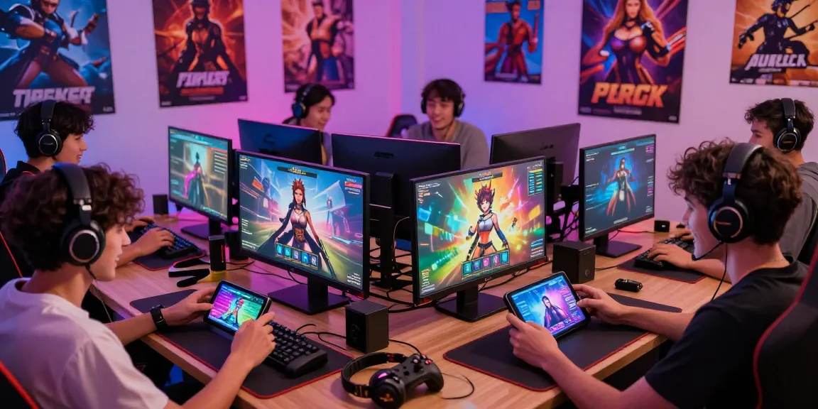 Players enjoying engaging hentai games on multiple devices in a vibrant gaming atmosphere.