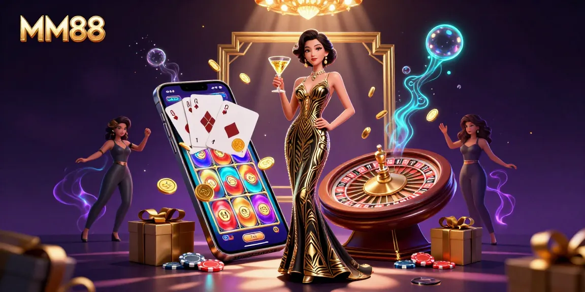 Engage in thrilling gameplay at MM88 with elegant casino elements and golden rewards.