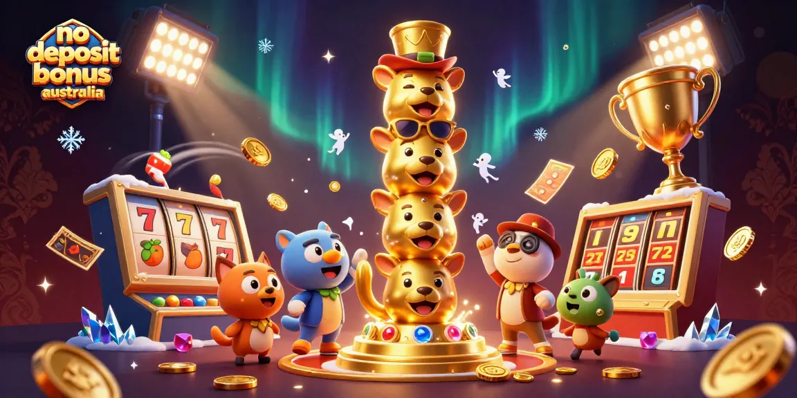 Spin to win with no deposit bonus australia at a vibrant, cartoonish casino scene filled with excitement.