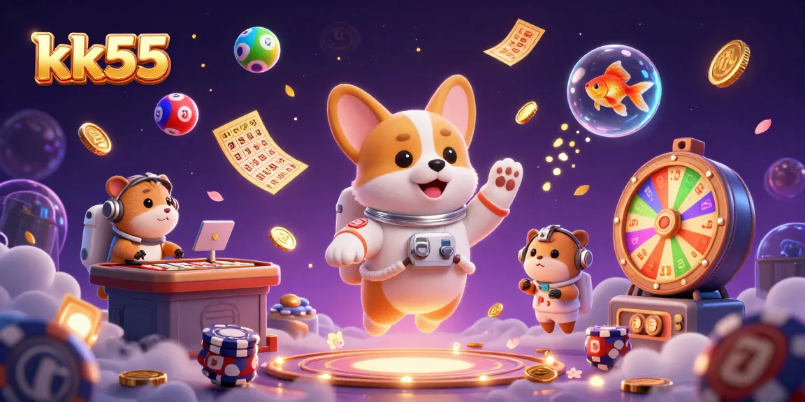 Experience thrilling casino adventure at KK55 with a corgi astronaut in a vibrant space station