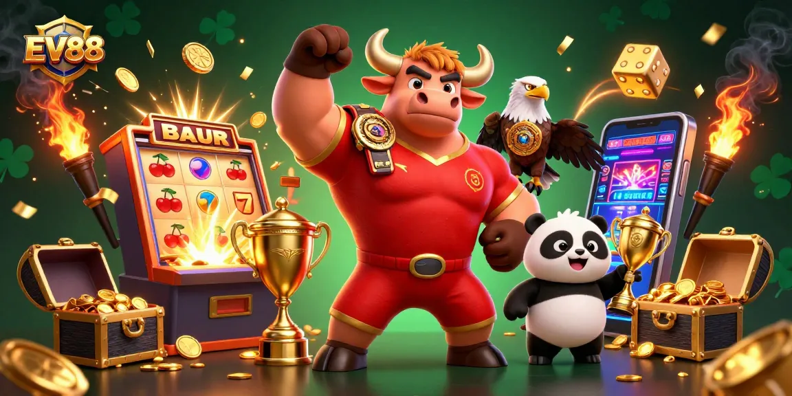 Experience exciting gameplay with EV88’s jackpot themes featuring vibrant characters in a casino setting.