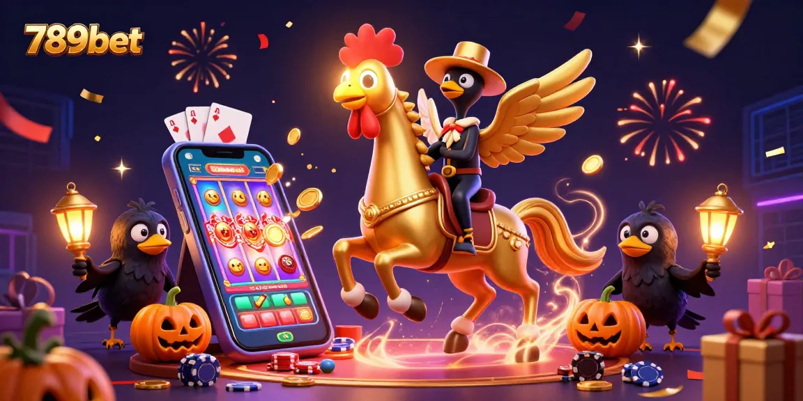 Engage with 789bet's vibrant casino scene featuring golden rooster characters and dynamic gambling elements.