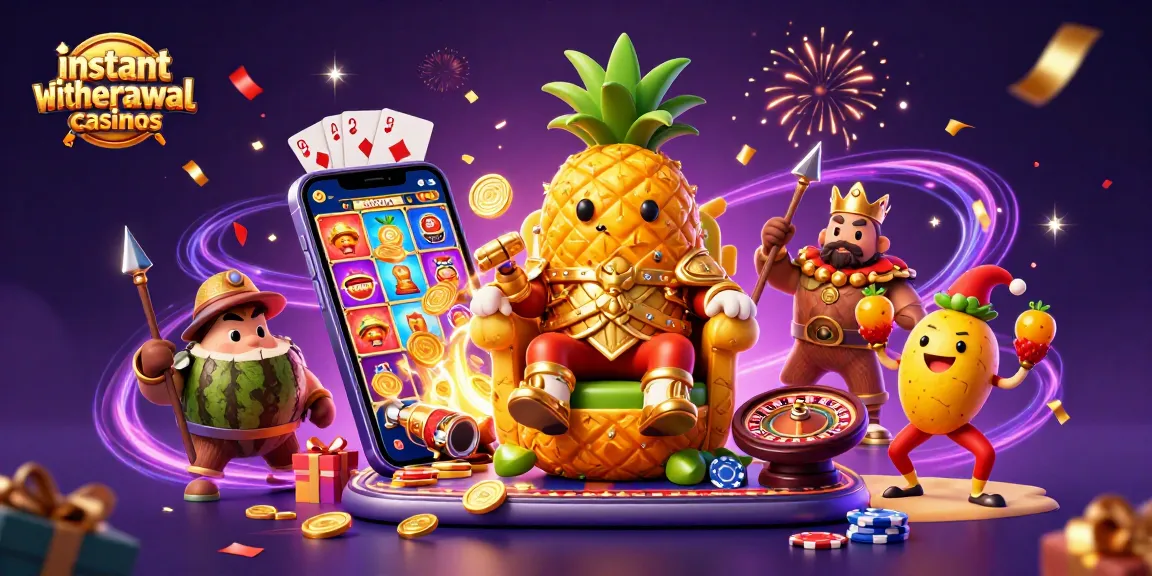 Experience instant withdrawal casinos with fast payouts in this vibrant 3D casino illustration.