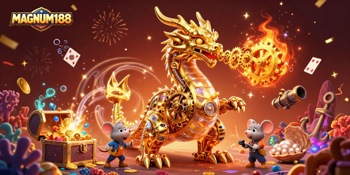 Experience winning strategies with MAGNUM188's captivating games, featuring a golden dragon and thrilling treasure!